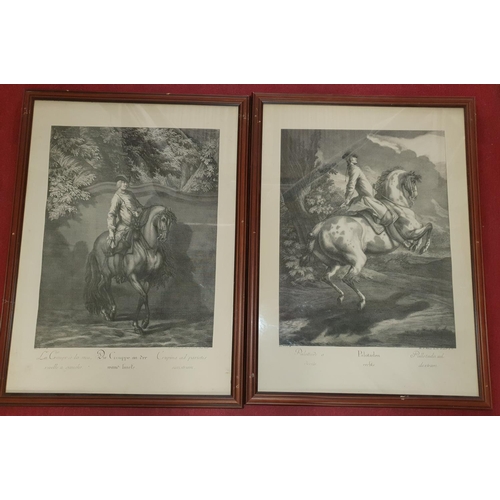 269 - A good set of ten black and white Prints of military men on horseback. 46 x 35 cms approx.