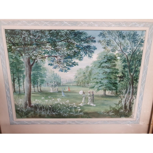 565 - A really good mid 20th Century Watercolour of a Victorian garden scene by Carl Toms. Signed and date... 