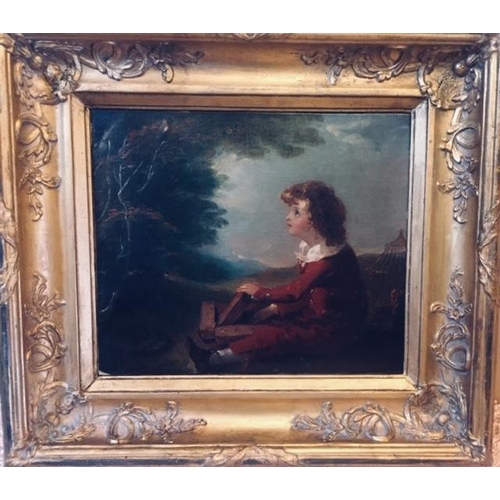 280 - 18th Century Oil on Canvas ' The Bird Catcher' 30 x 36 cms in a period frame.