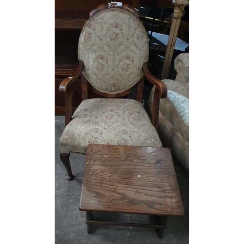 849 - An early 20th Century Arm Chair along with a Stool.