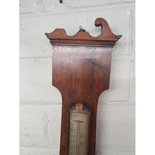 294 - A Regency Rosewood Banjo Barometer by Masons of Essex Bridge Dublin. (Top pediment needs work).