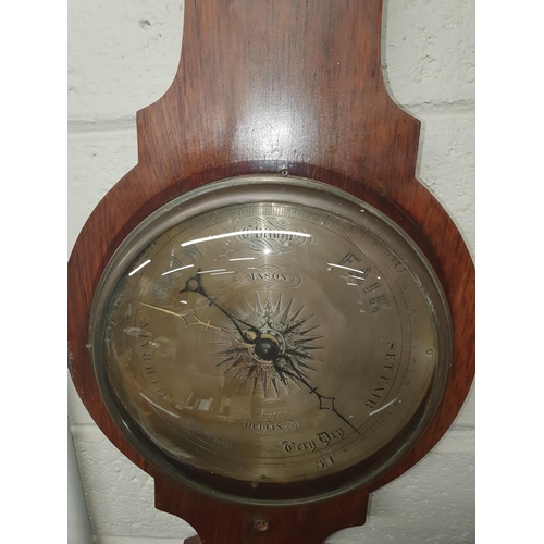 294 - A Regency Rosewood Banjo Barometer by Masons of Essex Bridge Dublin. (Top pediment needs work).