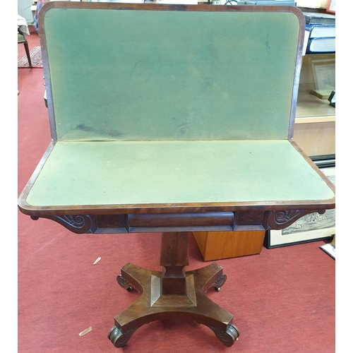 61 - A Regency mahogany fold over Card Table. 91 x 90 x H 74.5 cms approx.