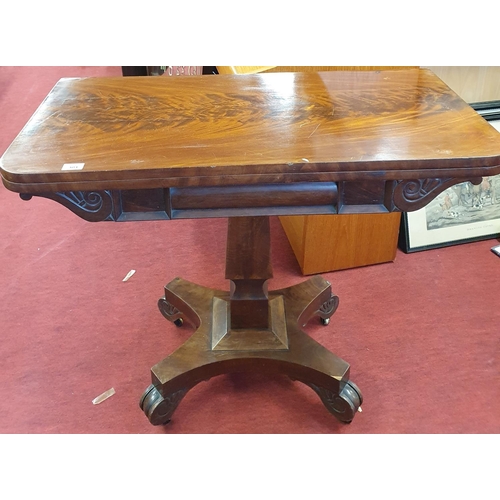 61 - A Regency mahogany fold over Card Table. 91 x 90 x H 74.5 cms approx.