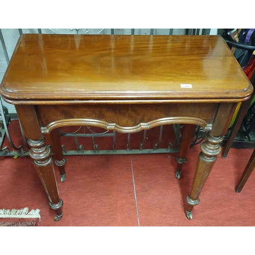 79 - A good Victorian mahogany fold over Card Table.80 x 84 x H 73 cms approx.