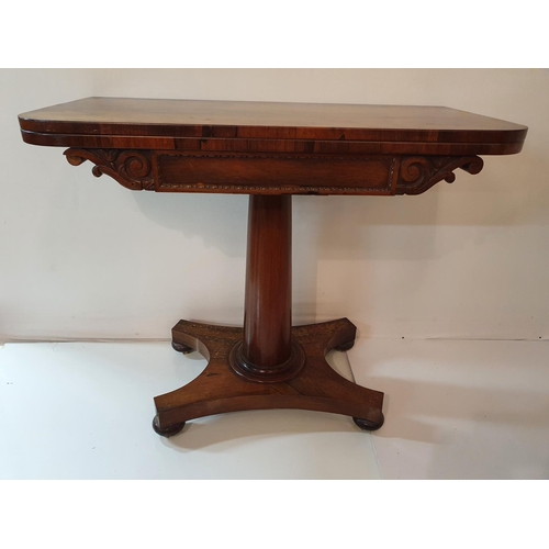 102 - A superb quality Regency Rosewood Fold Over Card Table. W 92 X D 45 X H 72 cms approx.