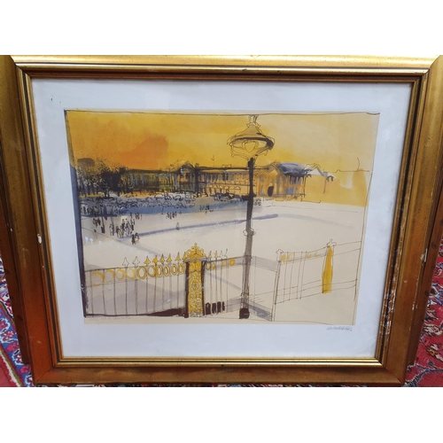 91 - A 20th Century Watercolour of a lake scene signed S. Martin along with a signed coloured Print of Pl... 