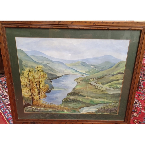 91 - A 20th Century Watercolour of a lake scene signed S. Martin along with a signed coloured Print of Pl... 