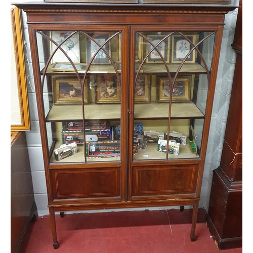 675 - Withdrawn. A really good quality Edwardian Mahogany and inlaid Display Cabinet with architectural gl... 