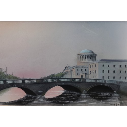 67 - A good Pastel of Law Courts by Iseult Reid. Signed LR. 24 x 33 cms approx.