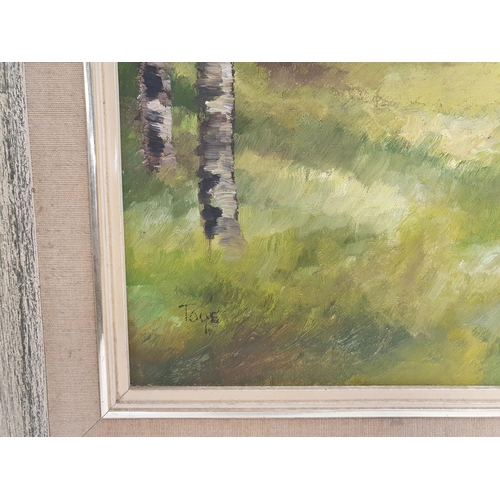 210 - A good Oil on Canvas of a forest scene by Leo Toye. 34 x 48 cms approx.