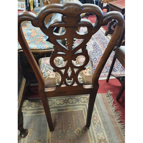 253 - A lovely late 19th Century Mahogany Irish Side Chair with a highly carved back and tapestry seat. In... 