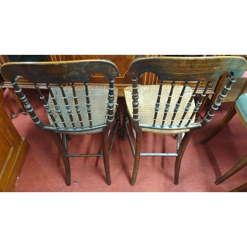 272 - A lovely pair of 19th Century grained Bedroom Chairs with rush seats.