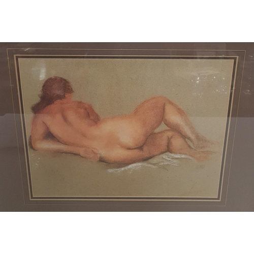 74 - A nude Print of a Woman. Monogrammed M middle right. 28 x 36 cms approx.