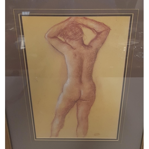 75 - A nude Print of a Woman. Monogrammed M lower right. 38 x 25 cms approx.