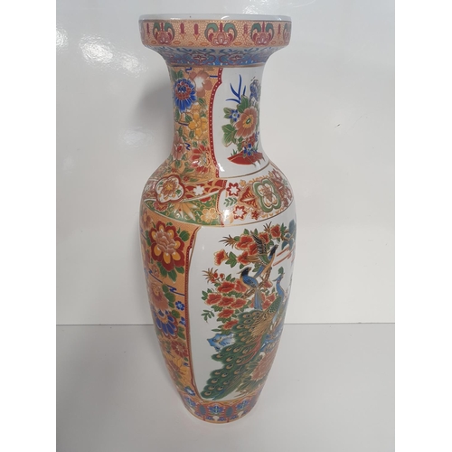 77 - A good Oriental hand painted Vase in good condition. H 60 cms approx.