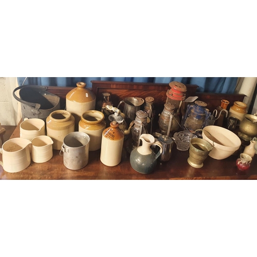 80 - An extremely large quantity of Vintage Items to include storm lamps, stoneware etc.