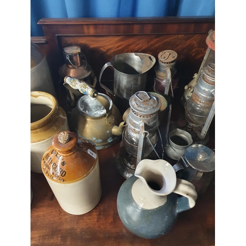 80 - An extremely large quantity of Vintage Items to include storm lamps, stoneware etc.