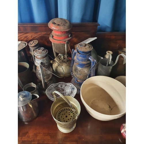 80 - An extremely large quantity of Vintage Items to include storm lamps, stoneware etc.