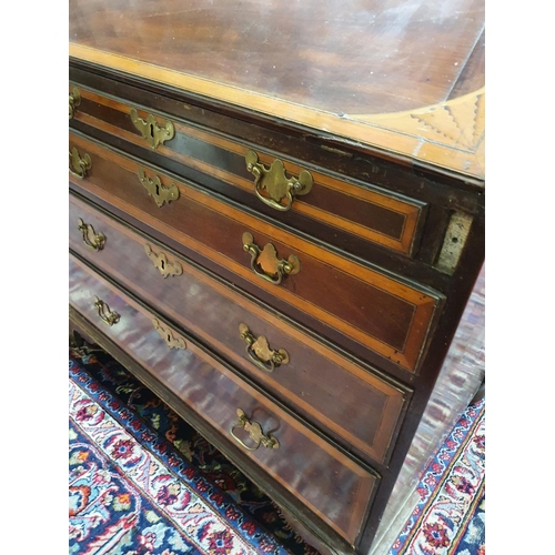 669 - A Period Sheraton Mahogany Bureau, crossbanded and inlaid with fitted interior. W 97.5 x D 52 x H 10... 