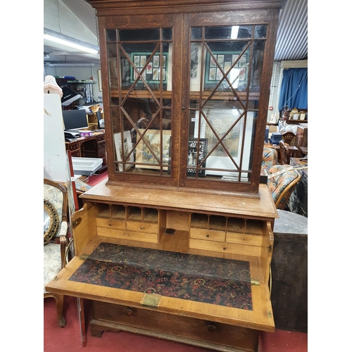 332 - A really good early 19th Century Oak Secretaire Bookcase with glazed bookcase top. 109 x 49 x H 205 ... 