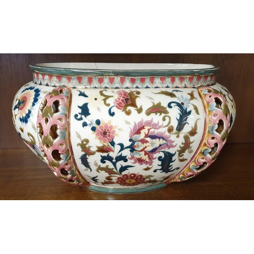 363A - A Zsolnay Pécs 19th Century Pottery Planter, stamped 1063 and dating from 1882-1896. 25 x 15 cms app... 