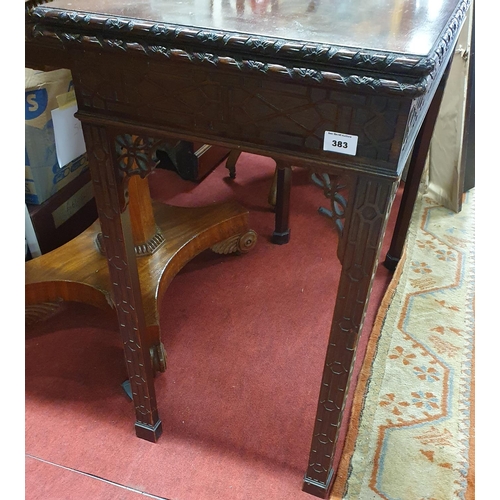 383 - A superb 19th Century Mahogany fold over Card Table in the Chinese Chippendale manner with highly fr... 