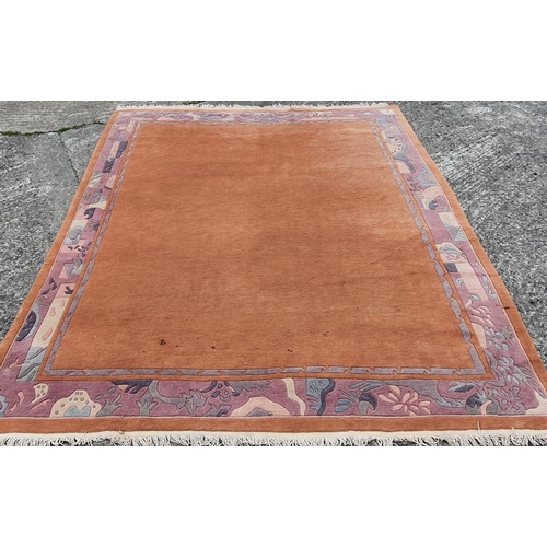 1038 - A very good modern contemporary Nepalese Carpet with abstract design set on ground. 292 x 253 cms ap... 