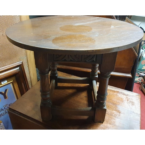 559 - A nice Old Charm Oak low Side Table with lift up lid along with an Old Charm circular coffee table.