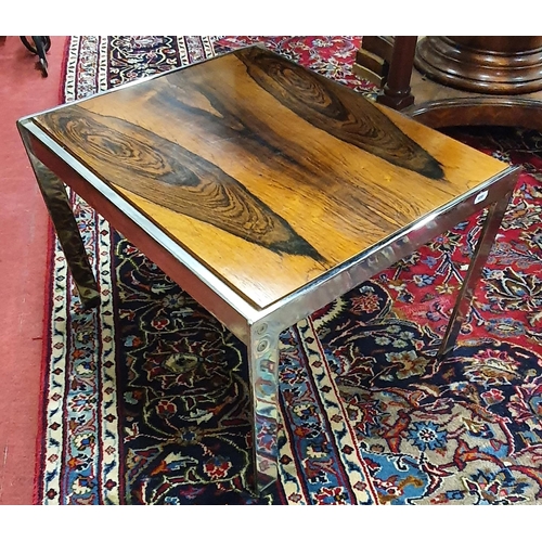 590 - Of superb quality. A pair of 1970's Danish designed Chrome and Rosewood Coffee Tables. 57 x 47H cms ... 