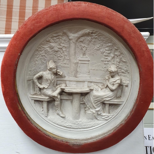 609 - A good pair of 19th Century Plaster relief Plaques. One showing Napoleon. 41 cm Diameter approx.