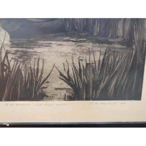 696 - An early 20th Century black and white Print by CH Plunkett, signed LR. 60 x 45H cms approx. framed.