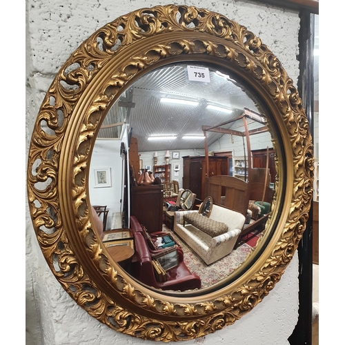 735 - An early 20th Century Plaster Gilt Convex Mirror. D 48 cms approx.