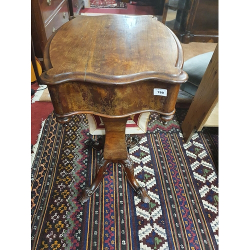 789 - An early Victorian Rosewood Work Table with fully fitted drawer. 55 x 45 x H 76 cms approx.