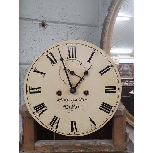 790 - A 19th Century Mahogany white dial Longcase Clock by McMaster & Son Dublin with rope edge hood weigh... 