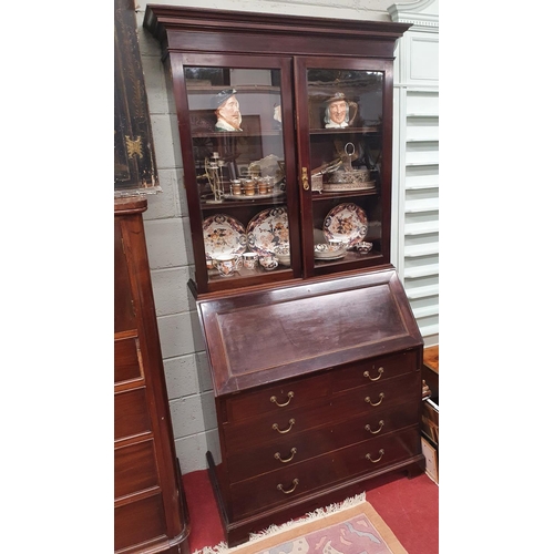 801 - A late 19th Century Mahogany Bureau Bookcase with beautiful fully fitted interior and glazed top, ci... 