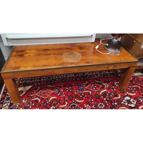 807 - A very nice Yew Wood Brass bound Coffee Table. 133 x 60 x H 46 cms approx.