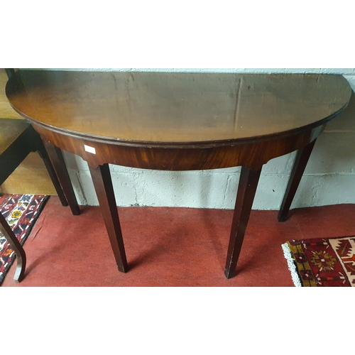 823 - A Regency Mahogany Half Moon Table on square tapered supports. (reasonably shallow). 110 x 45 x H 71... 