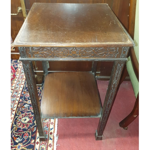 827 - A 19th Century Mahogany square Side Table in the Chinese Chippendale taste. 42 x 42 x H 75 cms appro... 