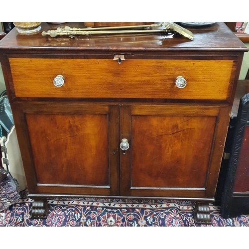 829 - An early 19th Century Mahogany Secretaire with original glass knobs. 120 x D 58 x H 122 cms approx.