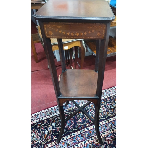 837 - An Edwardian Mahogany square Torchere Stand with bell inlay. 31 x 31 x H 100 cms approx.