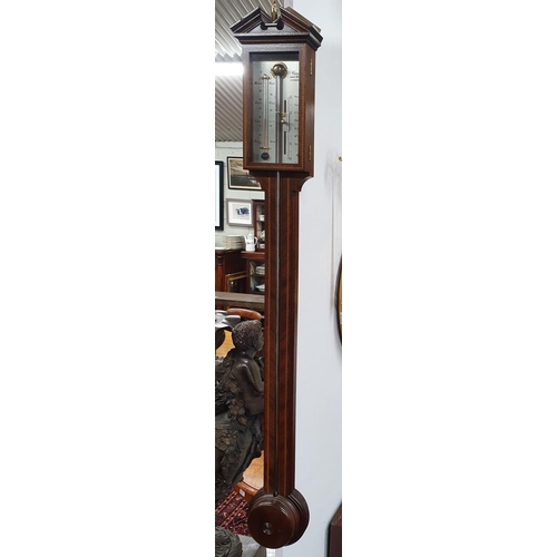 838 - Comitti - Reproduction Mahogany cased Stick Barometer, with engraved silvered register plate reading... 