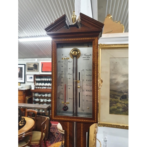 838 - Comitti - Reproduction Mahogany cased Stick Barometer, with engraved silvered register plate reading... 