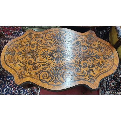 845 - A good Satinwood and Coromandel centre Table with swept supports and Ormolu mounts. 120 x 70 x H 74 ... 