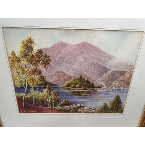 868 - A 20th Century Watercolour by A E Smith 'Ellen's Isle' along with two watercolours and others.