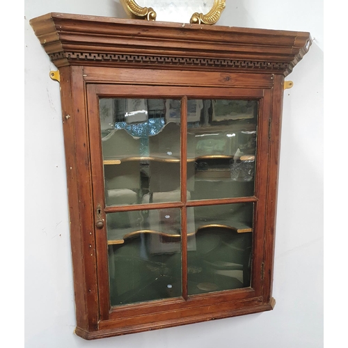 886 - A really good early 19th Century stripped Pine wall mounted Corner Cabinet. 80 x H 95 cms approx.