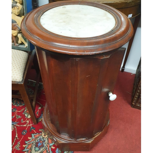 898 - A 19th Century Mahogany Pot Cupboard with marble top. D 44 x H 80 cms approx.