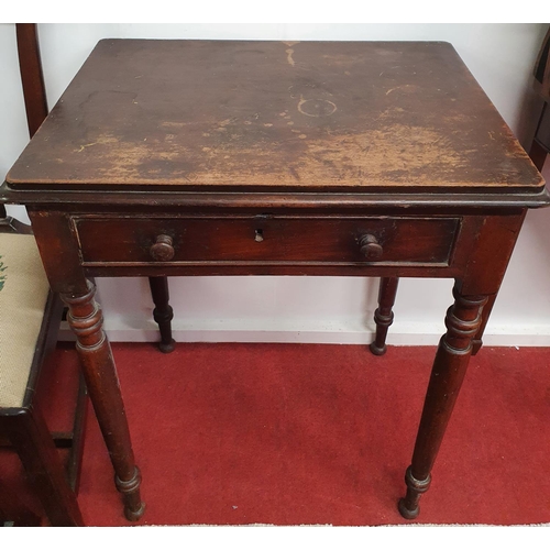 902 - A 19th Century Mahogany single drawer Side Table. 65 x 50 x H 80 cms approx.