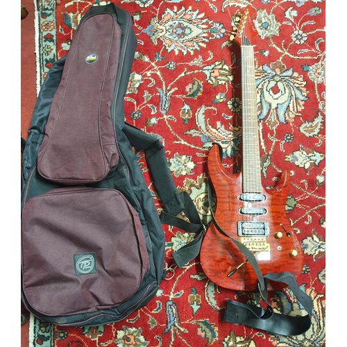 913 - An Aria MAC Series Electric Guitar in Tribal Planet Bag.