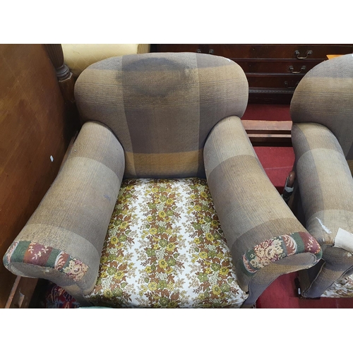 955 - A good pair of 19th Century Armchairs in the manner of Howard & Sons with a Robert Strahan of Dublin... 